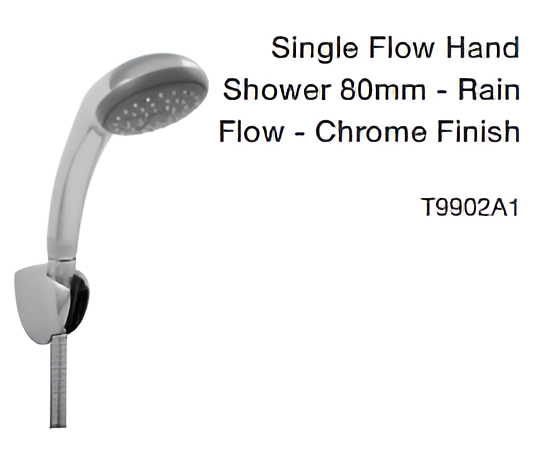 single flow hand shower 80mm rain flow chrome finish