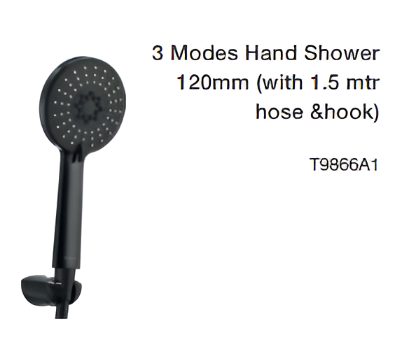 3 modes hand shower 120mm (with 1.5 mtr hose &hook)