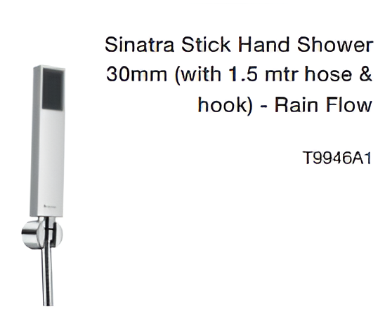 sinatra stick hand shower 30mm (with 1.5 mtr hose & hook) rain flow