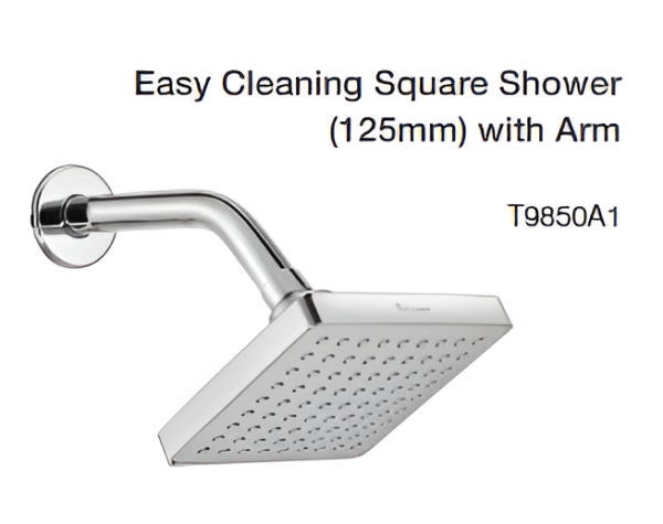easy cleaning square shower (125mm) with arm
