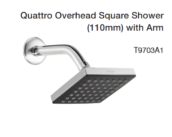 quattro overhead square shower (110mm) with arm