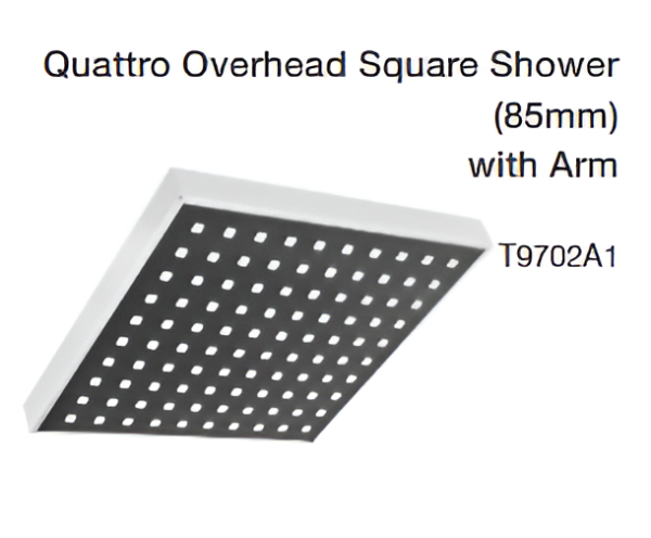 quattro overhead square shower (85mm) with arm