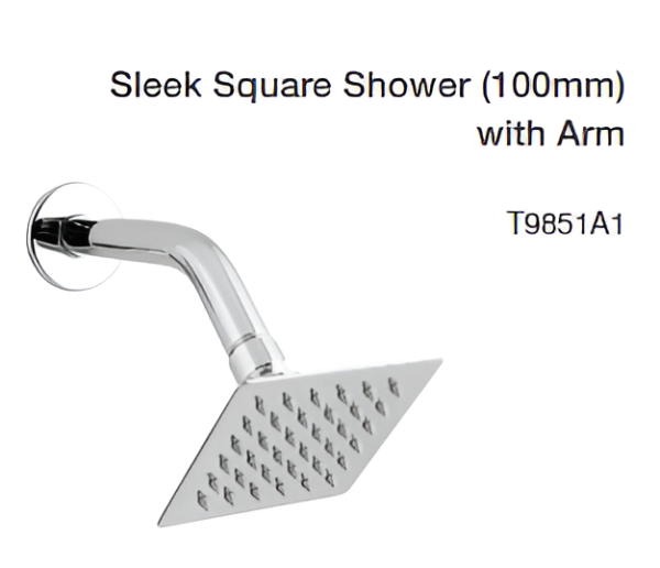 sleek square shower (100mm) with arm